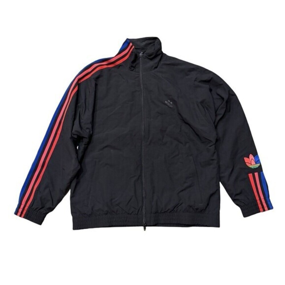 Adidas Originals‎ Women’s Track Jacket Black Red Blue 3-Stripe Full Zip Size M